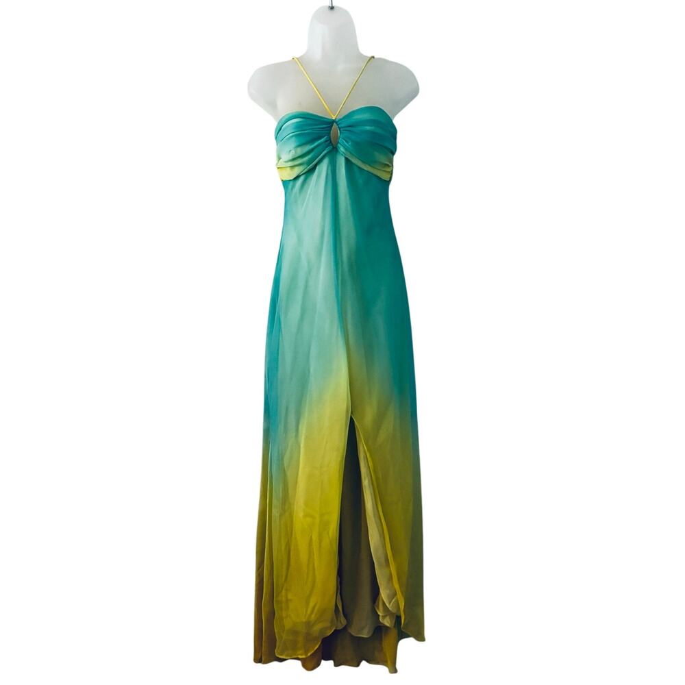 Formal Long Dress Fairy Zum Zum by Niki Livas Turquoise Yellow Size 7